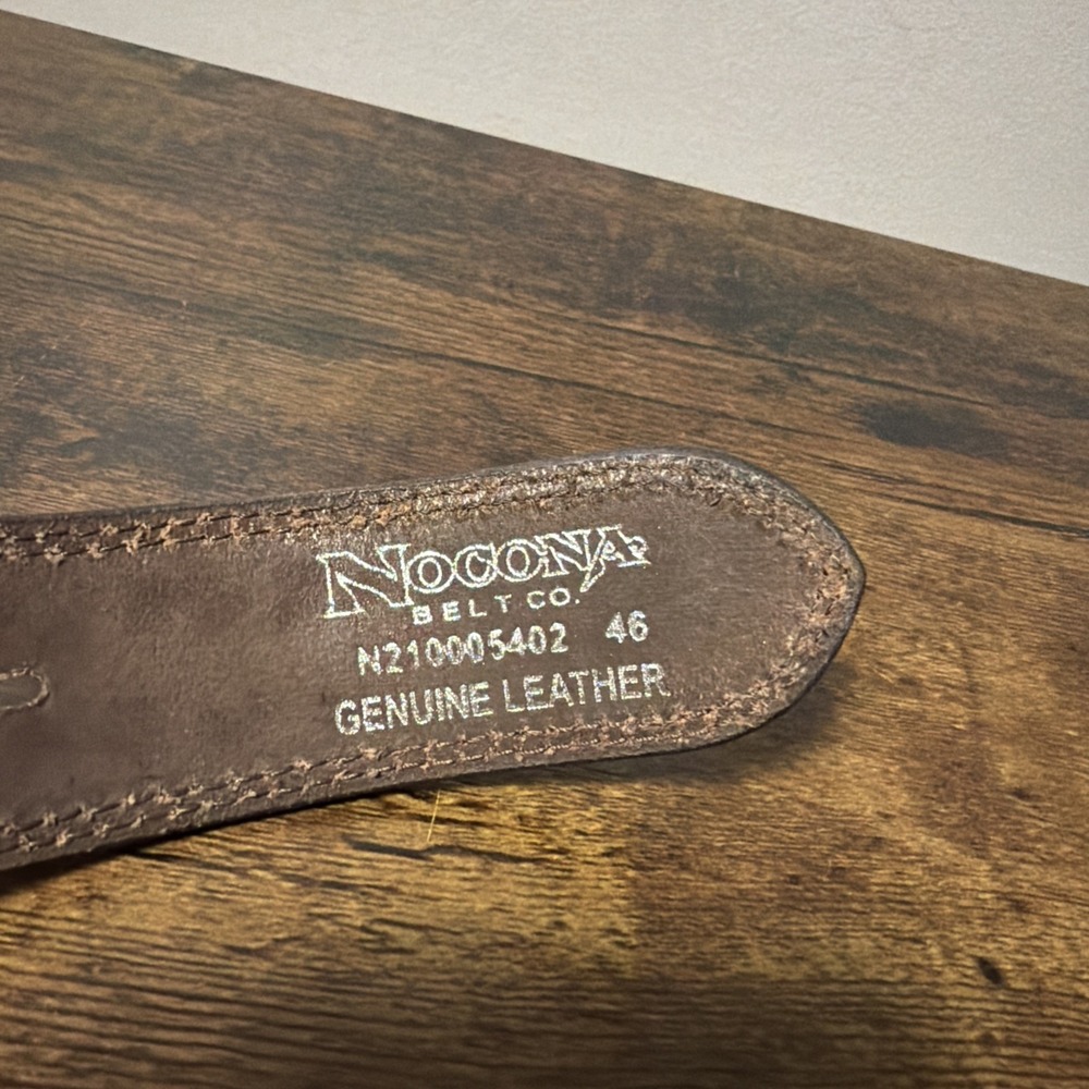 VTG Nocona Men's Western Belt Tooled Genuine Leather Distressed SIZE 46 - Picture 5 of 5
